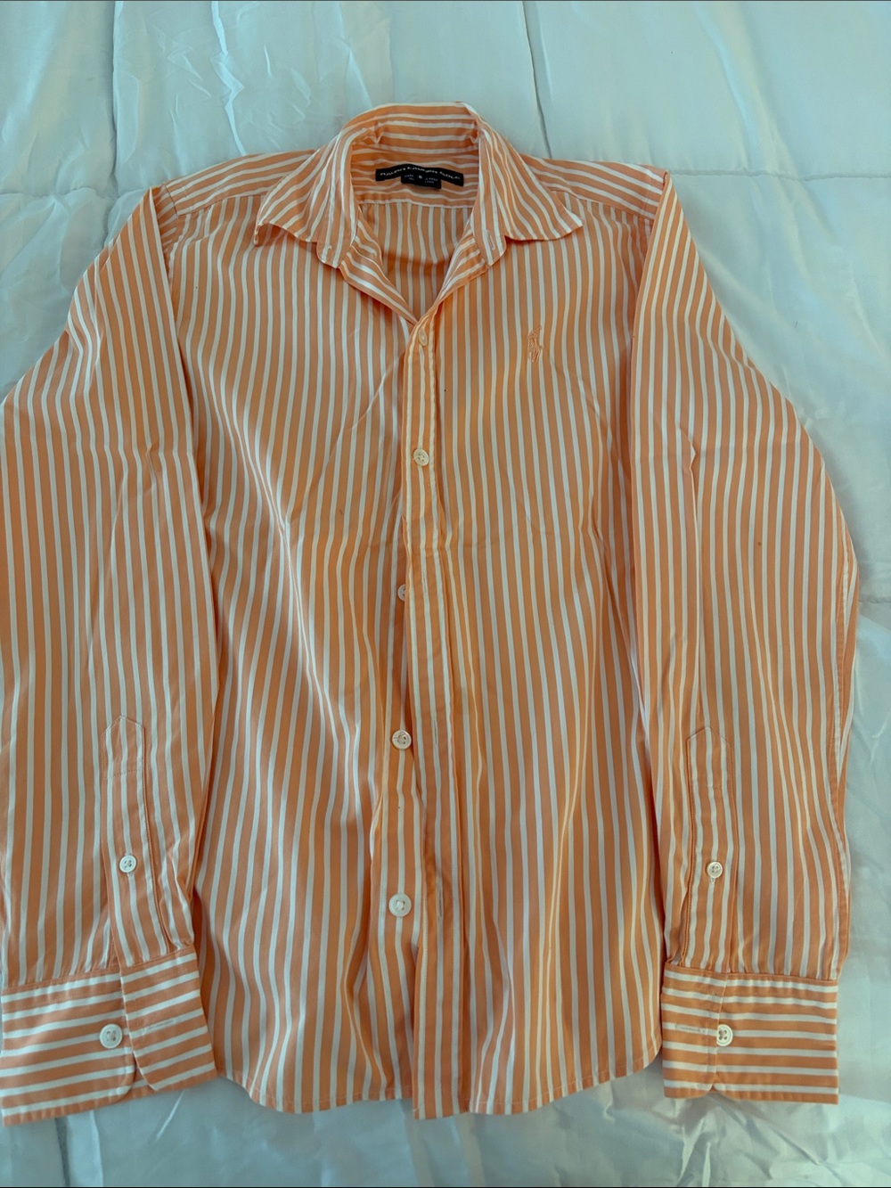 Ralph Lauren Orange and White Striped Button-Down Shirt